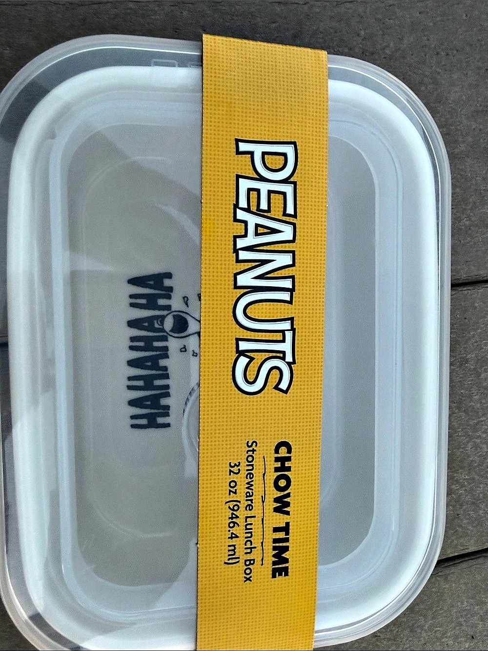 Peanuts Chow Time Stoneware Lunch Box Stoneware Lunch Box Yellow NWT